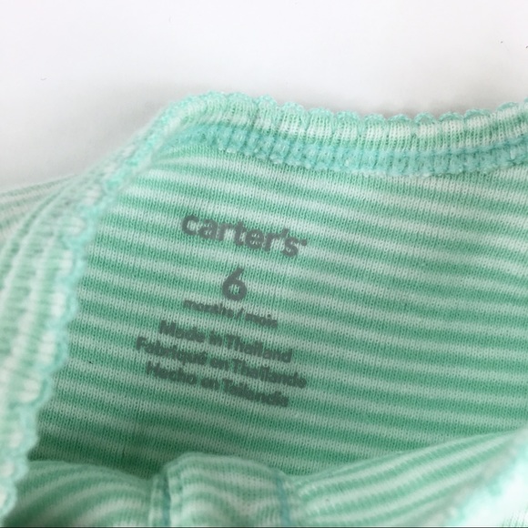 EUC Carter’s Green & White Striped Onesie Dress - Picture 5 of 6